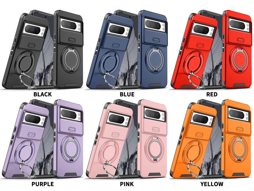 Google Pixel 7 Pro/8A 360° Rotating Ring Stand Phone Case with Window Lens