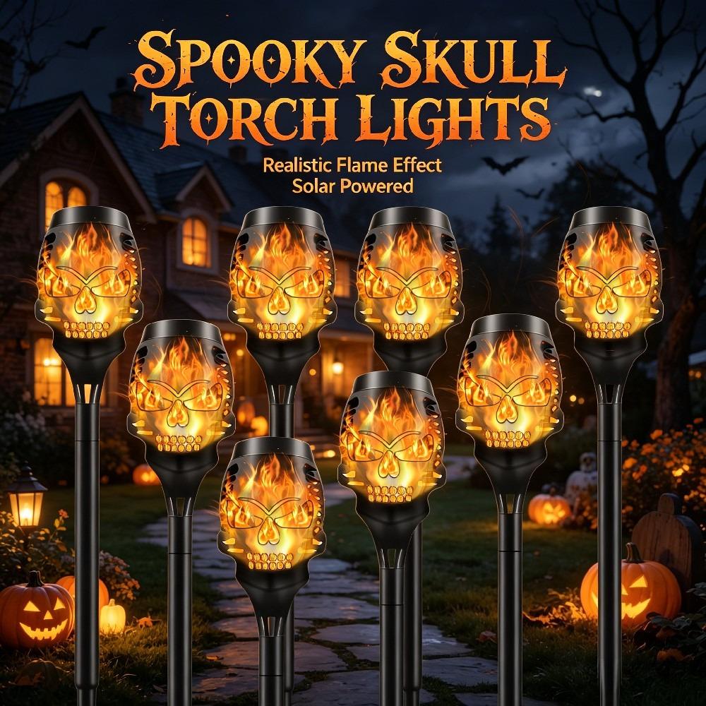 13/12LED Solar Torch Light Skull Light Waterproof Outdoor Lawn Trail Courtyard Plug in Light Halloween and Easter Decoration