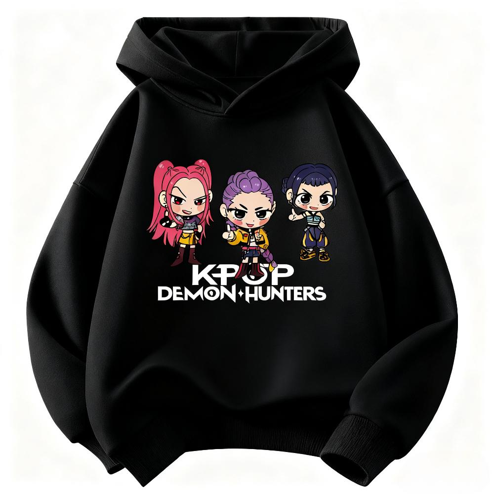 Kpop Devil Hunter Children's Hoodie, Warm for Autumn and Winter, Stylish Boys' and Girls' Clothing, Casual Girls' Outfit.