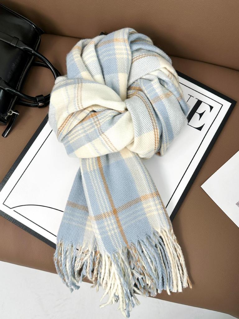 Women's Korean Style Plaid Scarf 2025 - High-End, Versatile Shawl & Neck Warmer for Winter