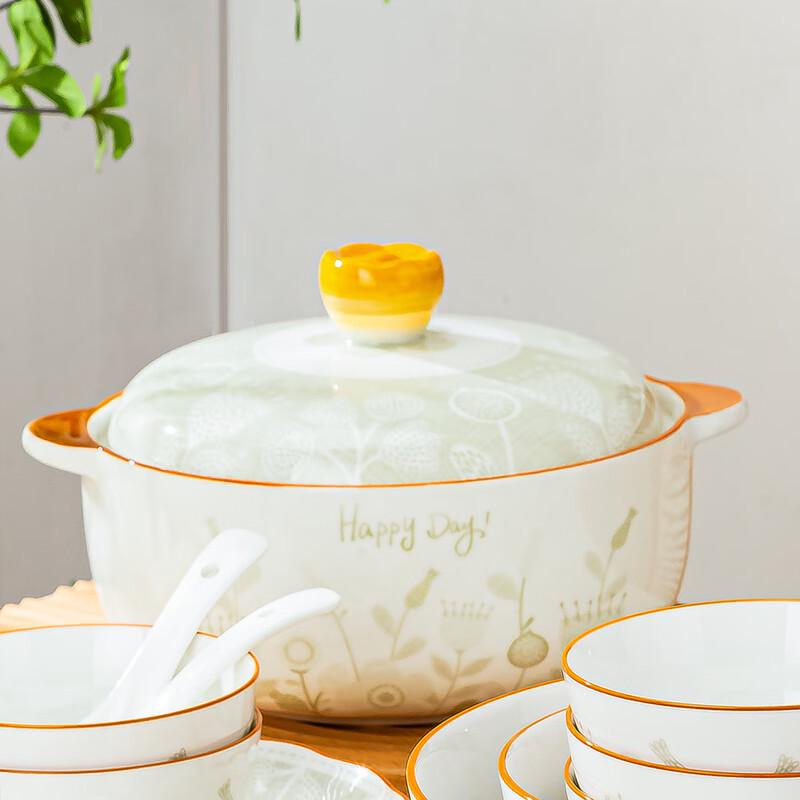Jingdezhen Nordisk Stil 9-tums Underglasyr Keramik Soppskål