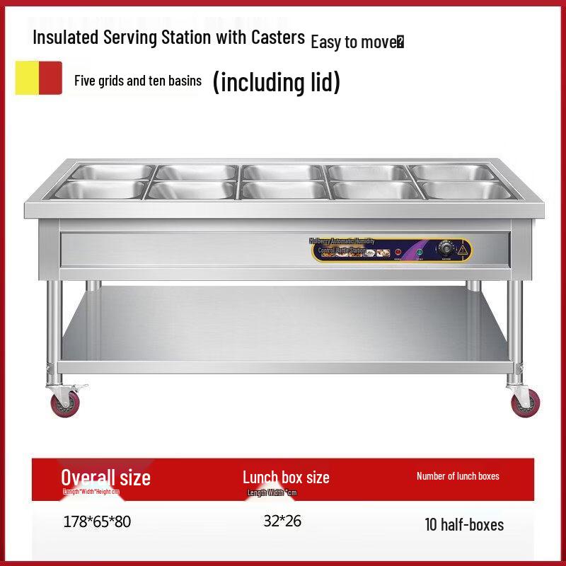 RSRDDY Commercial Heated Food Warmer Cart with Wheels