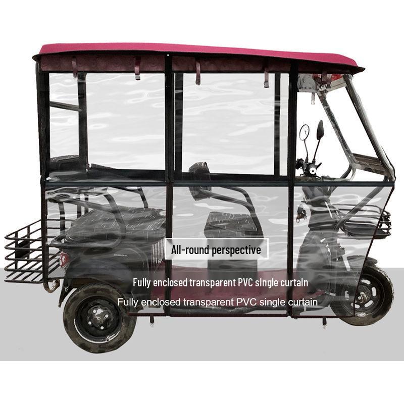 Windproof & Rainproof Fully-Enclosed Electric Tricycle Canopy for Seniors