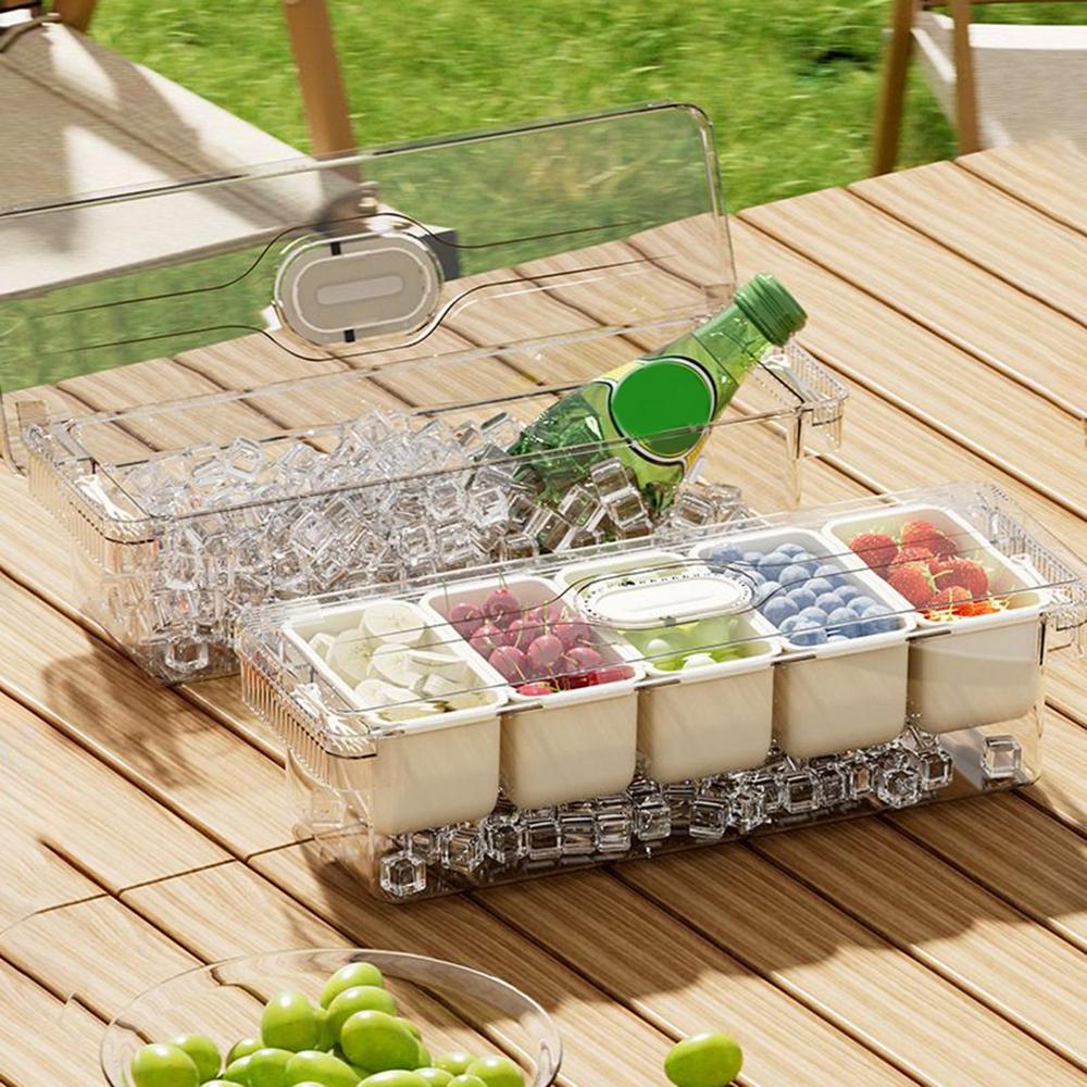 Fruit Storage Containers Multifunctional Snacks Container 5 Compartments Reusable Kitchen Supplies Snack Organizer For Daily Use