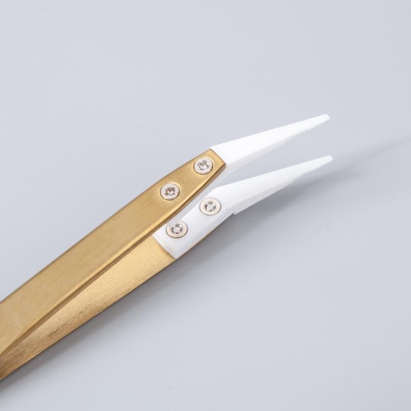 Pinzeta Průmyslové použití Reverzní pinzeta Keramické pinzety 1 sada Zakřivená rovná špička Vysoce přesné sklíčidlo 3ks