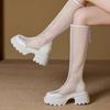 Spring Summer Brand New Platform Mesh Sandal Boots For Women Summer Knee High Boots Back Zipper Chunky Heel Sandal Boots