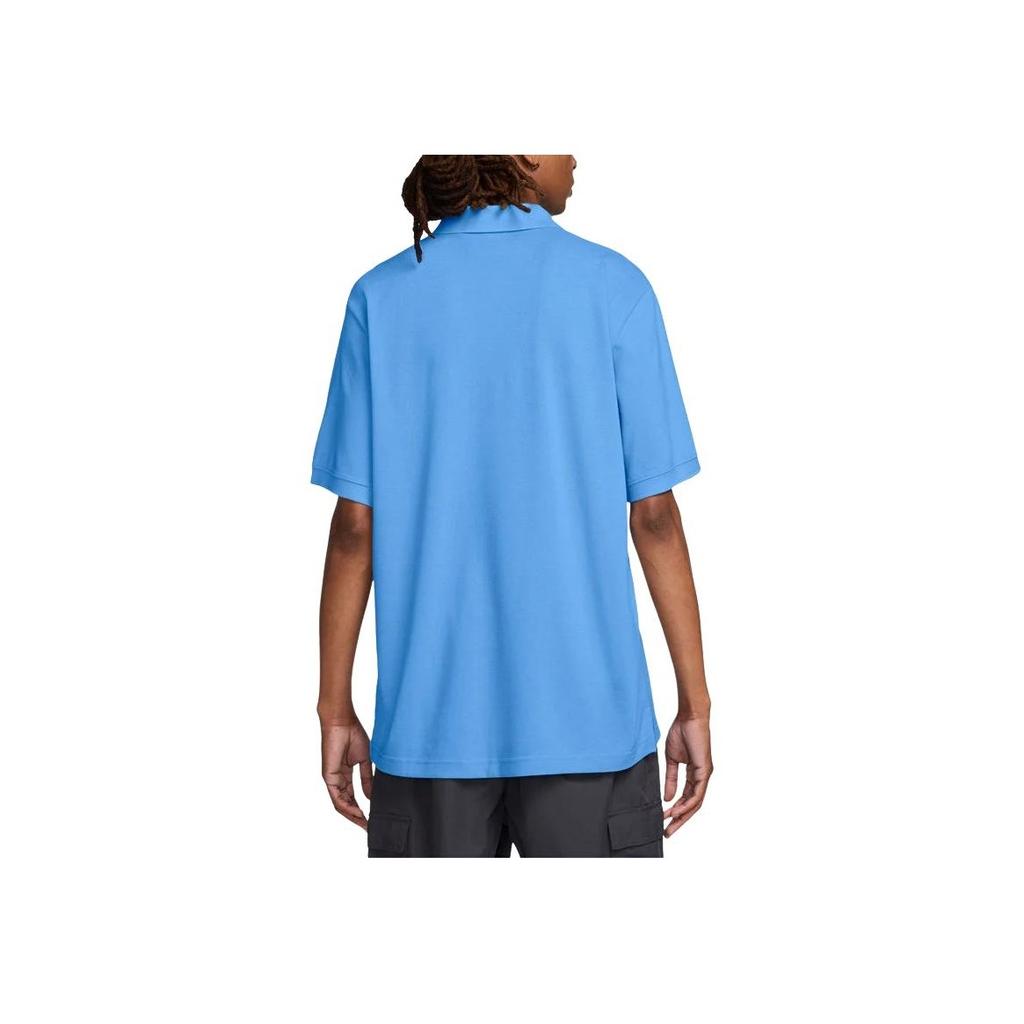 Nike Logo Embroidered Button Short Sleeve Loose Polo Shirt Men Polo Shirts Blue FN3895-412