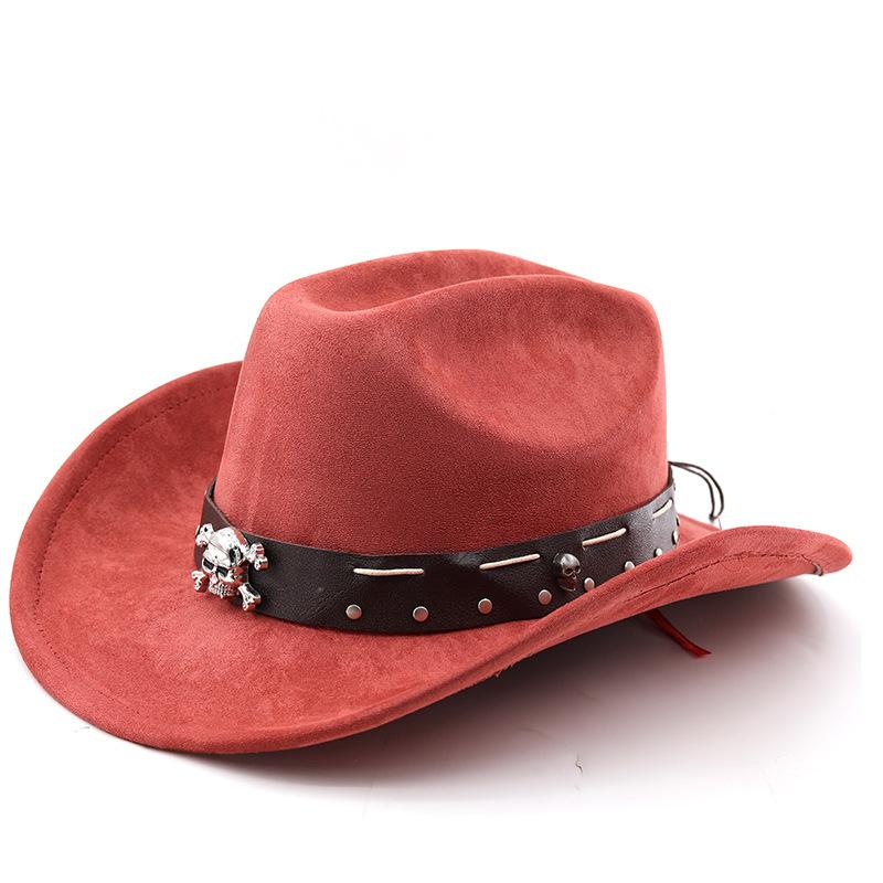 Punk Style Autumn and Winter Men's and Women's Soft Suede Cowboy Hats Big Edge Top Hat Jazz Hat Knight Hat