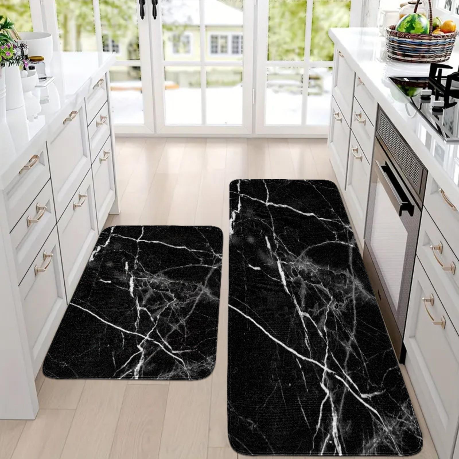 

Двухкомпонентный кухонный ковер Нескользящие Маслостойкие Моющиеся Напольные коврики Водонепроницаемые Грязеотталкивающие Коврики для ног One Size чёрный
