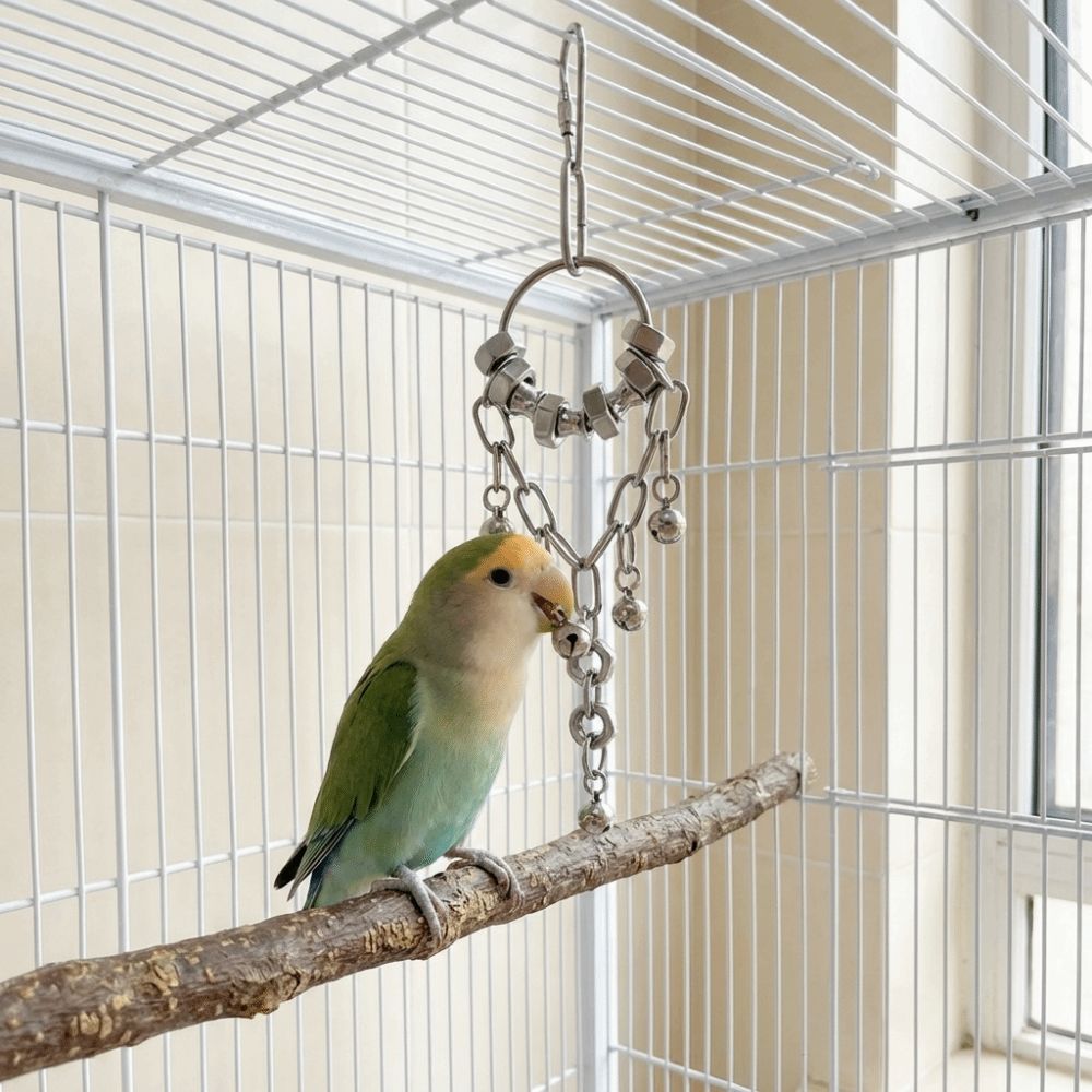 Wear-resistant Metal Bird Chain Bells Toys Bite Resistant Bird Cage Hanging Toy  Small Medium Birds