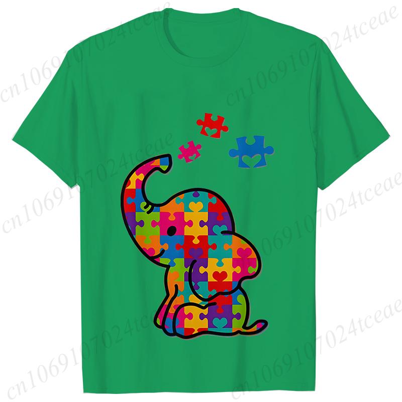 Funny Elephant Autism Awareness T-shirt for Women Acceptance Neurodiversity Summer Shirts Hip Hop Streetwear Short Sleeve Tees