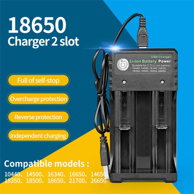 2-Steckplatz-USB-18650-Akkuladegerät Dualer unabhängiger Ladeadapter 3,7 V 4,2 V Lithium-Akku-Ladegerät