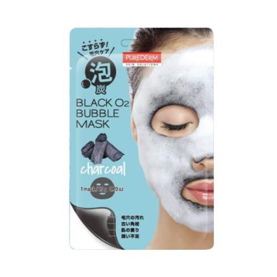 PUREDERM Black O2 Bubble Mask O2 Bubble Carbonated Foam Sheet 20g Charcoal X 10 Sheets Pierres Premium BB Cream (Black Mask) Mask, (Single Serving), +