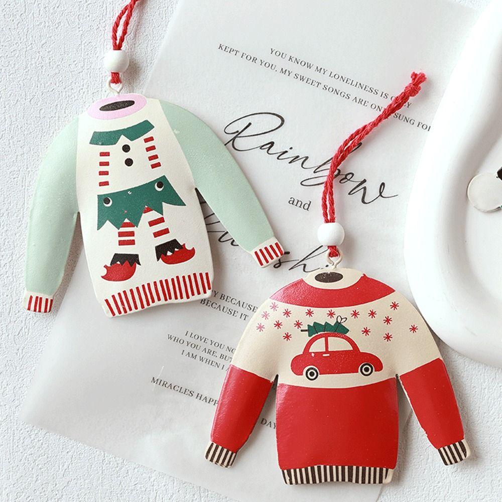 Double-sides Painted Christmas Hanging Pendants Nordic Xmas Tree Decor Drop Ornaments Festival