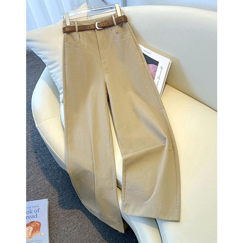 Women's Khaki High-Waisted Wide-Leg Pants - 2025 Autumn/Winter Slimming Versatile Casual Suit