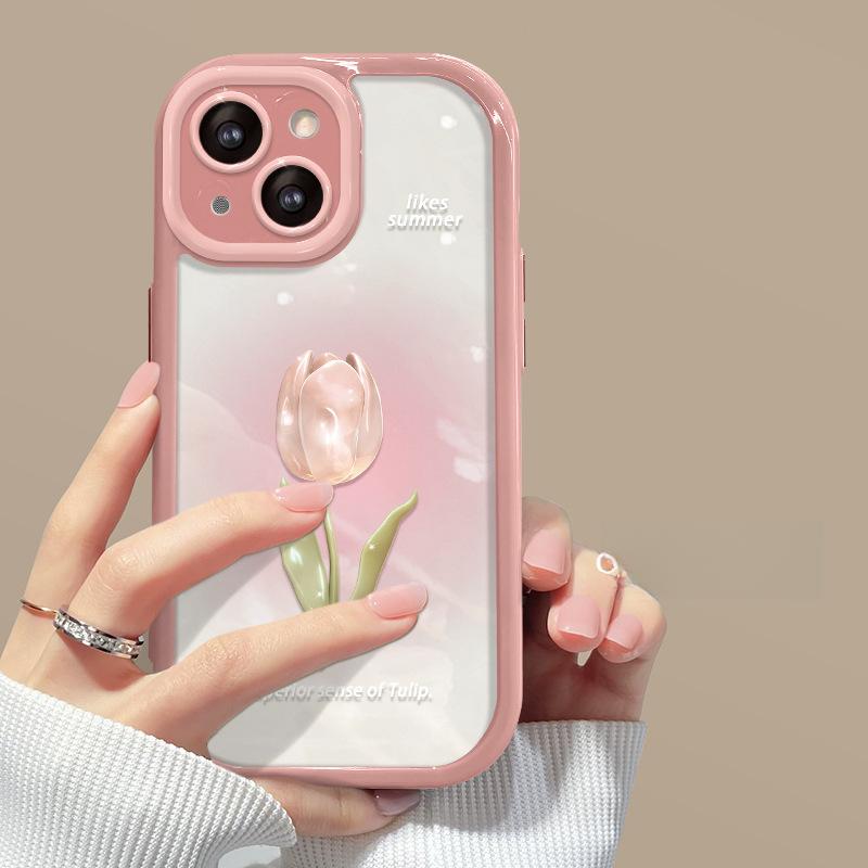 Applicable To Apple 14promax Mobile Phone Case for Women's IPhone 13 Simple Smudge Tulip 11/12mini