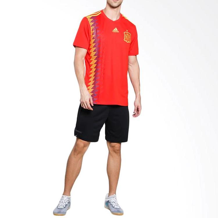 Adidas World Cup Spain Home Football Team Short Sleeve T-Shirt Men Tops Red CX5355