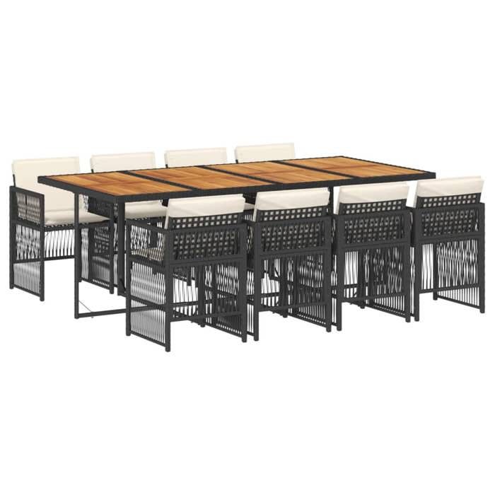 VidaXL 9-Piece Garden Dining Set with Cushions, Table and Folding Back Chairs, Outdoor Patio Furniture 3210927