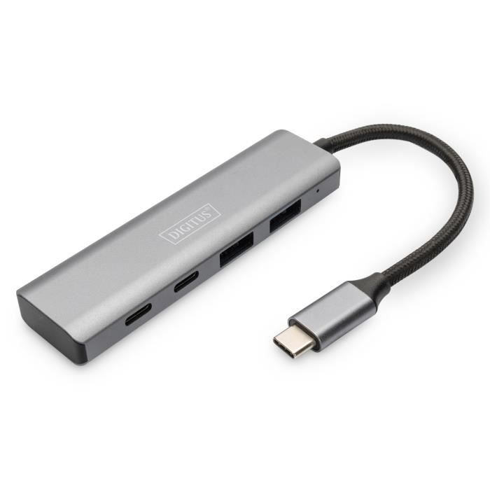 HUB USB-C - DIGITUS - DA-70245 - 4 Ports - Aluminium - 10 Gbit/s