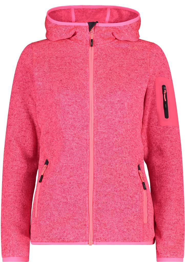 Куртка CMP Woman Fleece Jacket Fix Hood (3H19826) Женская плотная флисовая куртка Knit-Tech в пеструю полоску с капюшоном (3H19826) глянец/антрацит