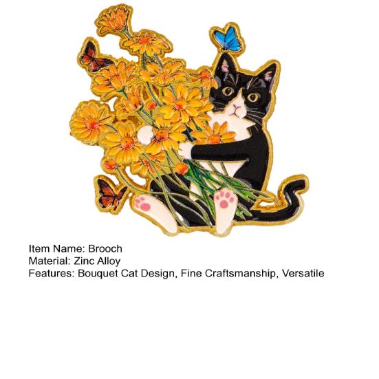 Brosche Emaille Blumenstrauß Katzen-Design Zinklegierung Brosche Anstecknadel Kleidung Taschen Anzug Reversabzeichen Vielseitiges Accessoire