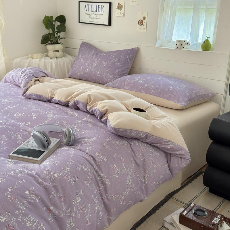 Class A Double Layer Gauze Bedding Set: Bubble Comforter Cover with Washed Cotton for Student Dorms, 3 or 4 Pieces.