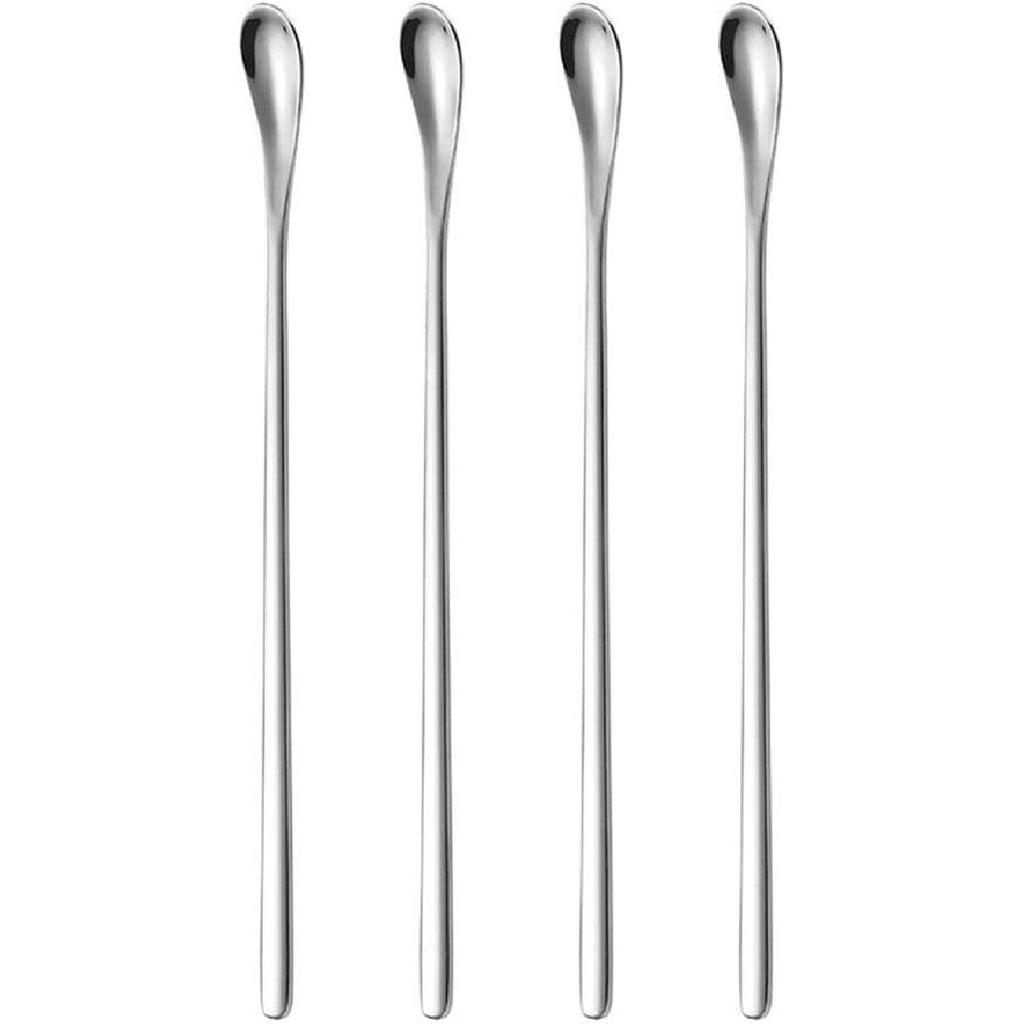 Delove Stainless Steel Coffee Stirring Spoon Beverage Cocktail Stirrers Stir Cocktail Drink Mixing Swizzle Stick- Tiny Salt Condiment Spoon - Reble -