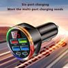 UYUXIO Multi Port USB C Car Charger Adapter 6 In 1 with Voltage Display Fast Charge with Volt Meter for iPhone 17 16 Samsung