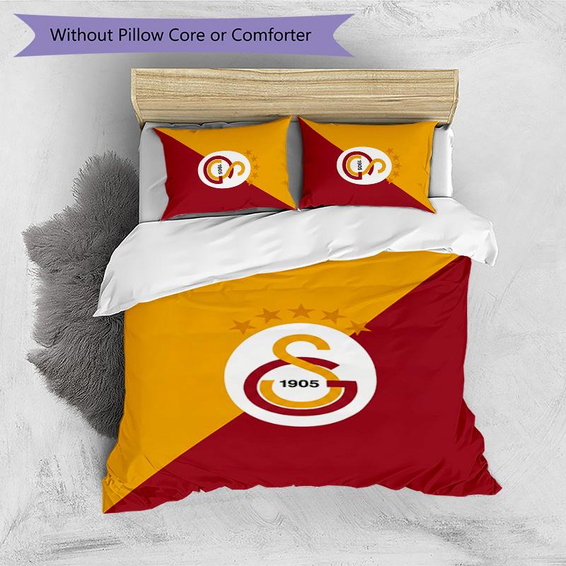 Set Lenzuola 3 Pezzi Stampato Galatasaray FC Traspirante Copripiumino con Federe Biancheria da Letto Decorativa per Camera da Letto Casa