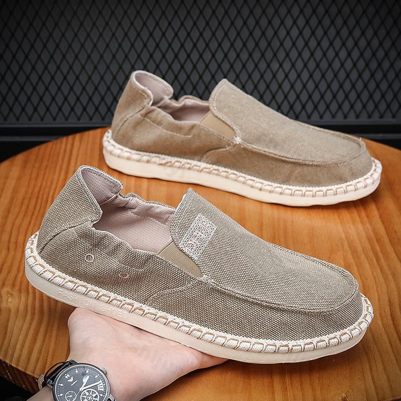 Fashion Men's Retro Canvas Shoes Lightweight Soft Sole Loafers 2025 Spring Autumn Round Toe Non-slip Sneakers Zapatillas De Deporte