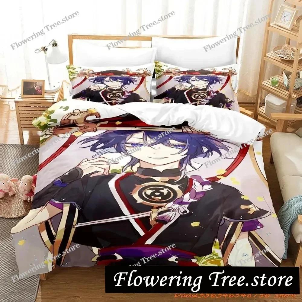 Game Genshin Impact Scaramouche Bedding Set Cartoon Anime Set Adult Kid Bedroom Duvetcover Sets 3D Kawaii