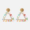 Geometric Trendy Dangle Earrings For Women Alloy Triangle And Oval Jewelry Statement