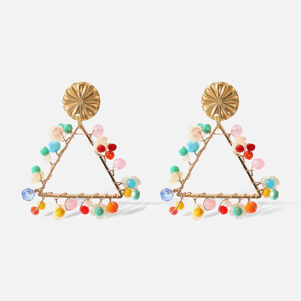 Geometric Trendy Dangle Earrings For Women Alloy Triangle And Oval Jewelry Statement