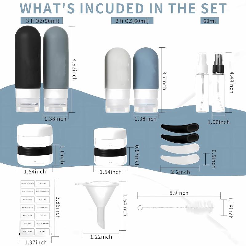 Travel Bottle Set Refillable Bottle Soft Silicone Lotion Container Bottle Portable Travel Essentials Leak Proof Shampoo Bottle