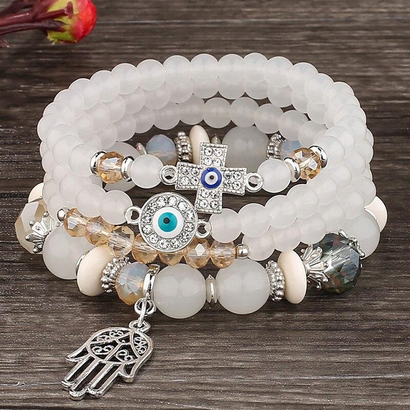 2023 New Bohemia Beaded Bracelets Set For Women Fashion Tassel Elastic Chain Bangles Ladies Trendy Party Jewelry Premium Gifts