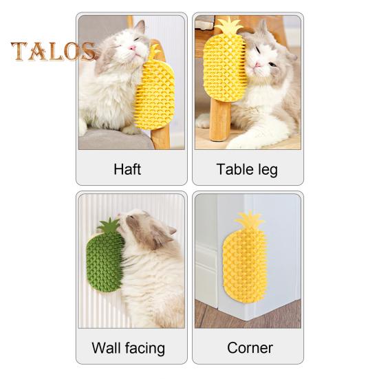 Cat Self Groomer Pineapple Shape Cat Wall Corner Massage Comb with Catnip Cat Face Scratcher Grooming Brush for Long Short Fur Cats Dogs