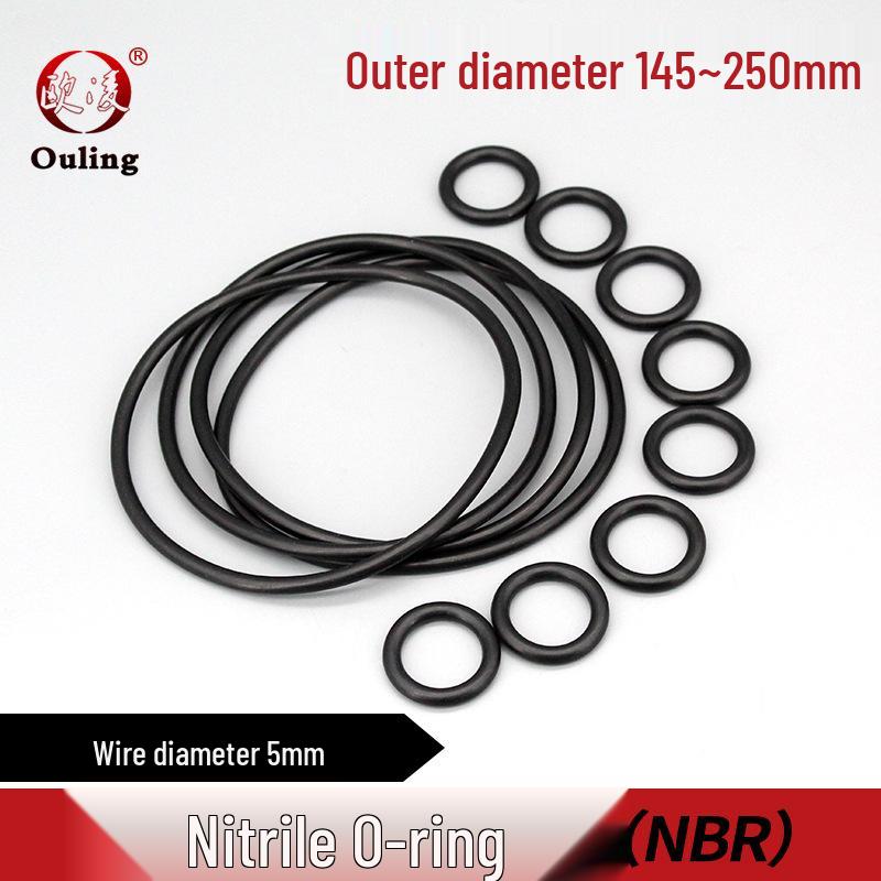 Oil & Wear-Resistant Nitrile O-Ring Seal, Outer Ø 145/150/160/250mm, Cross-Section Ø 5mm Waterproof Rubber Gasket OD 145*5mm (1 piece) Black Nitrile O-ring