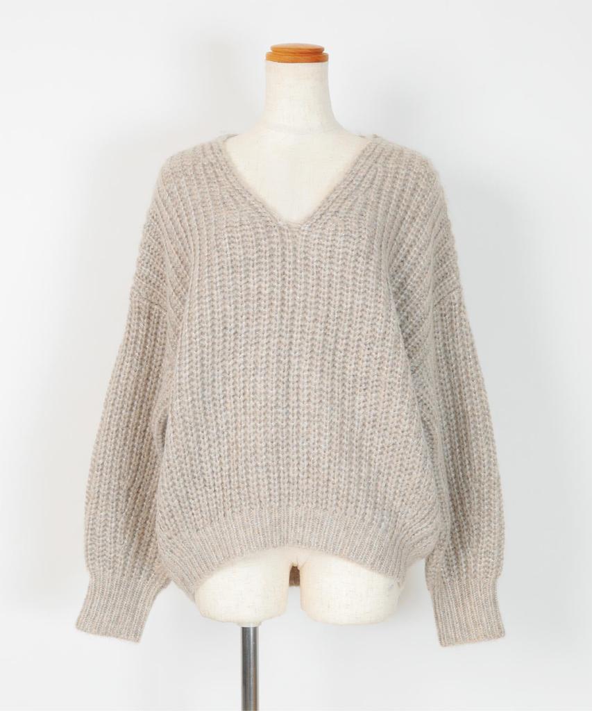 Yours Low Gauge Oversized Knit BEXU1699 L Black Lamé V-Neck Women's