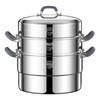 316 Stainless Steel Steamer Pot with Silicone Handle - Large Capacity Multi-layer Stew Basket