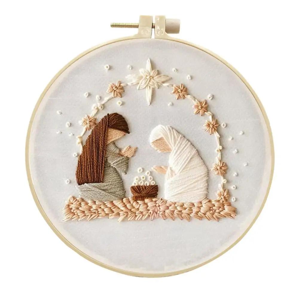 

Christmas Cross Stitch Nativity Scene Embroidery Kit Cross Stitch Set Non-finished Products DIY Religious Vintage Embroidery