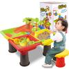 Kids Sand Water Table Play Set, Outdoor/Indoor Sandbox Toy Beach Toys Tools, 4-in-1 Activity Table for Toddlers, Summer Backyard Beach Toy for Kids 3+
