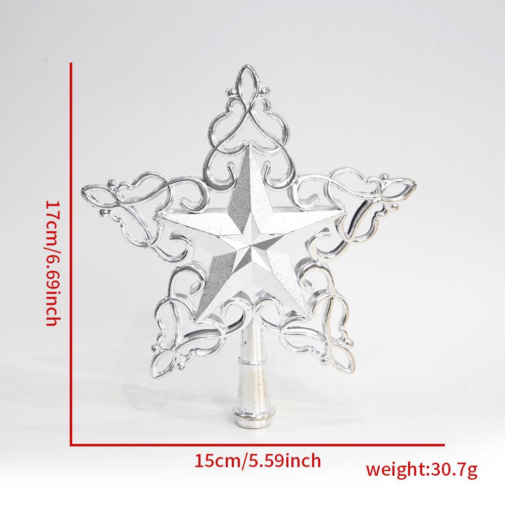 Impressive Silver 22cm Star Tree Topper Creative Hollow Plastic Christmas Decor Item