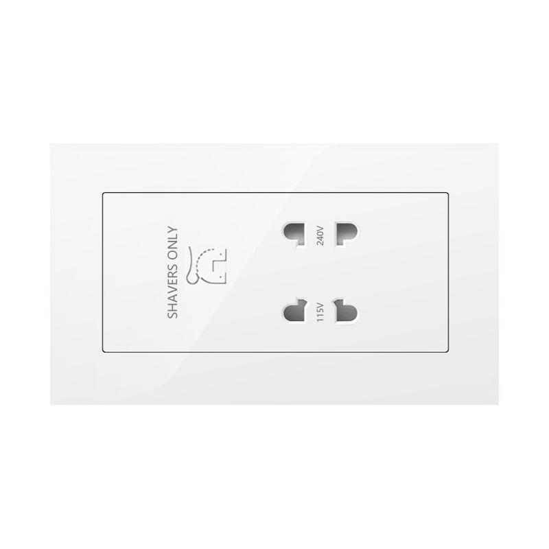 146 UK Standard Hotels Shaver Socket,Wall Bathroom Beard Knife Panel,Beard Shaving Charge Outlet Glass Plastic Stainless Steel