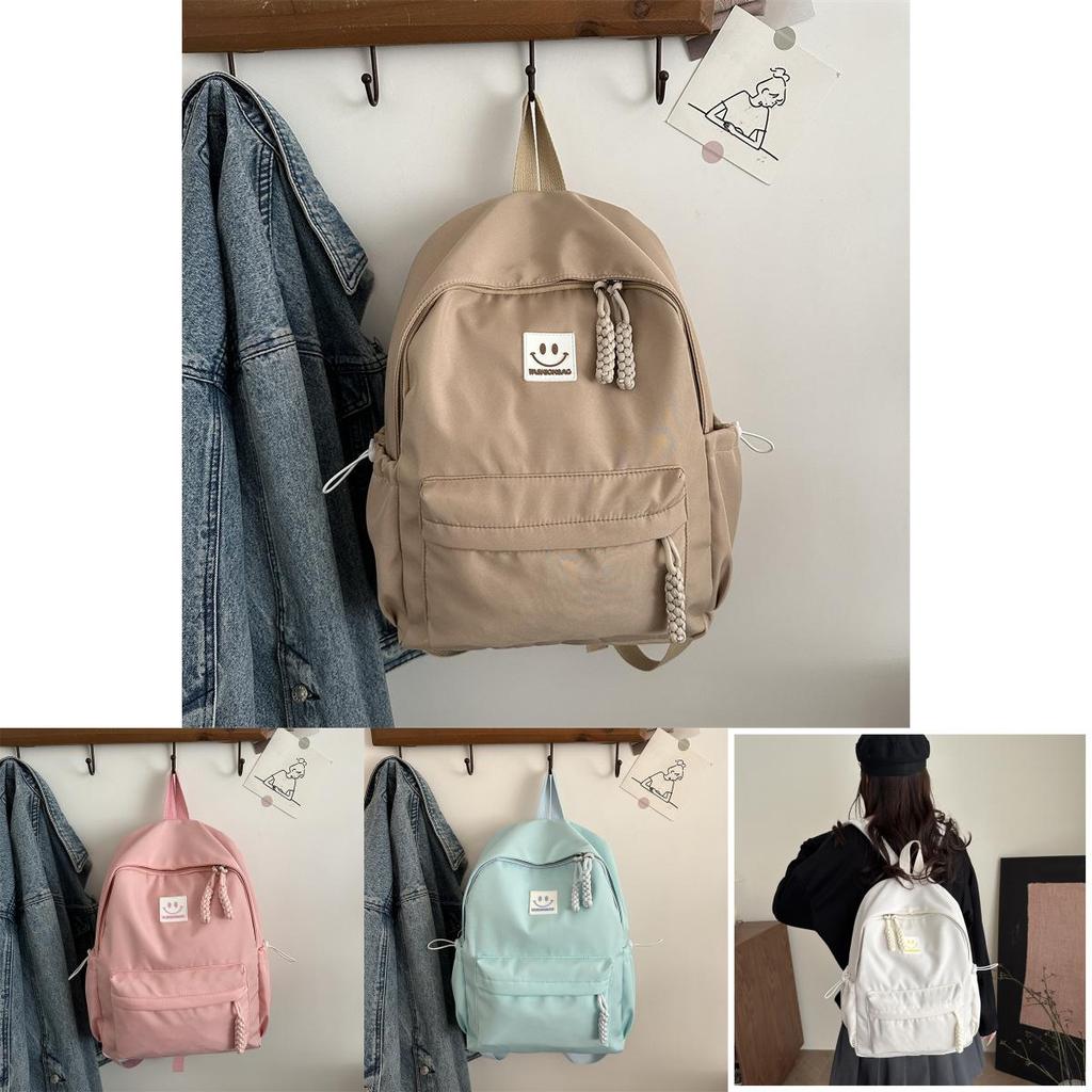 Smiling Face Pattern Backpack For Women With Zipper Closure And Interior Pockets For Daily Commute