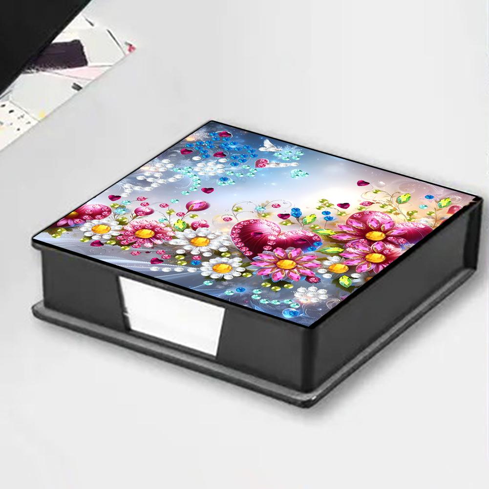 Leather Animals Gem Painting Memo Pad Holder Mosaic Kit Pattern Diamond Art Note Box with 160 Sheets of Paper for DIY Art Craft