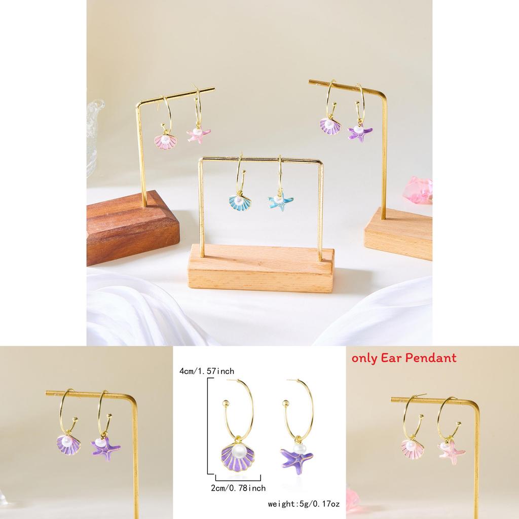 New Summer Shell Pearl Earrings For Women With Electroplated Alloy And Natural Style
