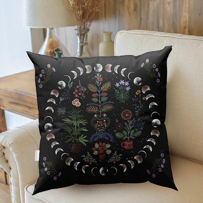Mondphasen Pflanzen Blumige Mysterium Dekoration Kissenbezug Sofa Stuhl Kissenbezug Schlafzimmer Zuhause Umarmungskissenbezug