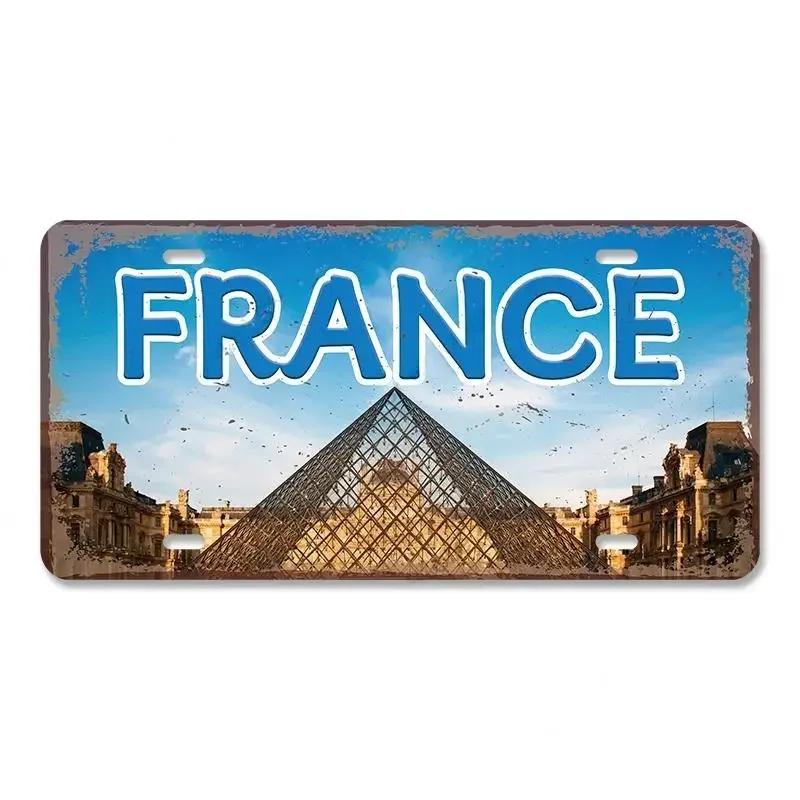 Vintage Metal Tin Signs Decors Country Capital City License Plate Retro America France Brazil Turkey Metal Posters Cafe Club Bar