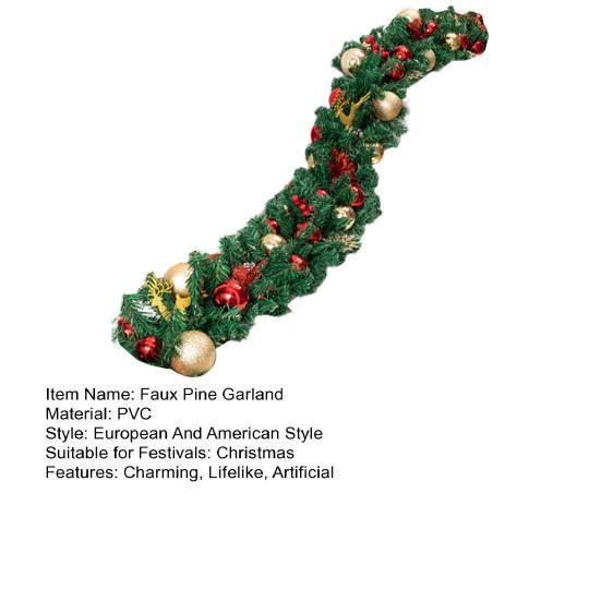 Christmas Norfolk Pine Garland Faux Pine Greenery Garland with Pine Cone Glitter Balls Red Berries for Mantel Staircase Holiday Decor