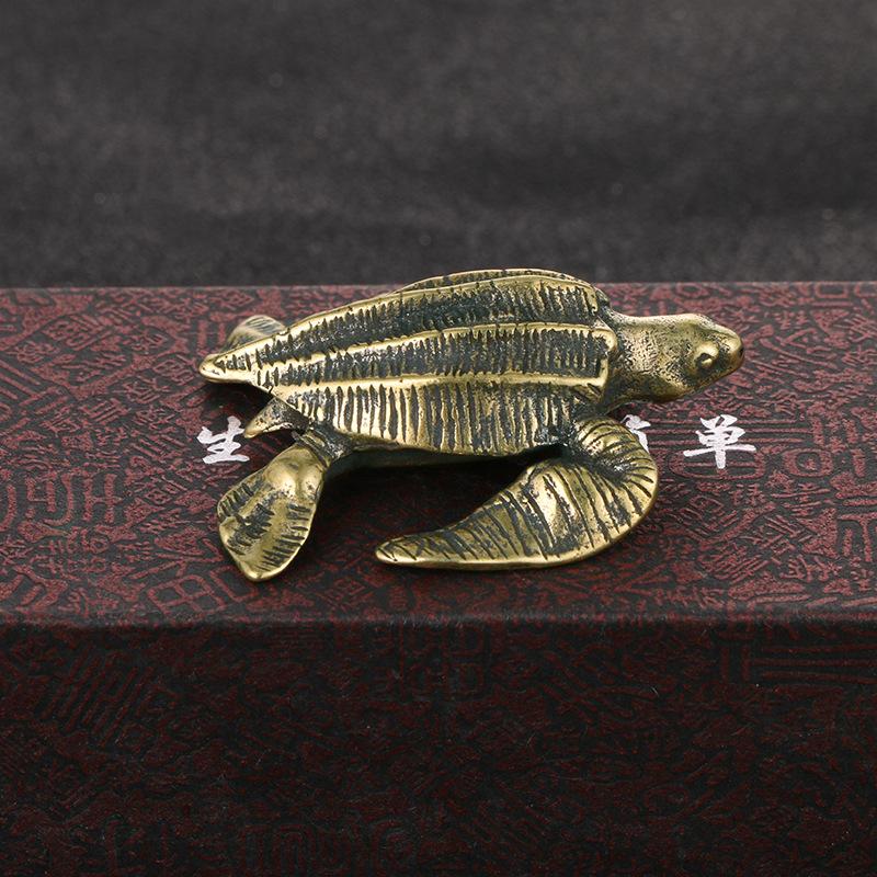 Antique Brass Turtle Solid Copper Ornaments Desk Decoration Marine Animal Metal Figurine Collectibles Living Room Decorations